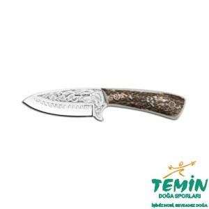 Bora 408 Boynuz Saplı Gravürlü Leopard Bıçak