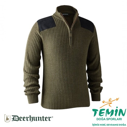 DEERHUNTER Rogaland Yarım Fermuarlı Yeşil Kazak L