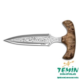 Bora Push Dagger Kök Ceviz Saplı Gravürlü Bıçak