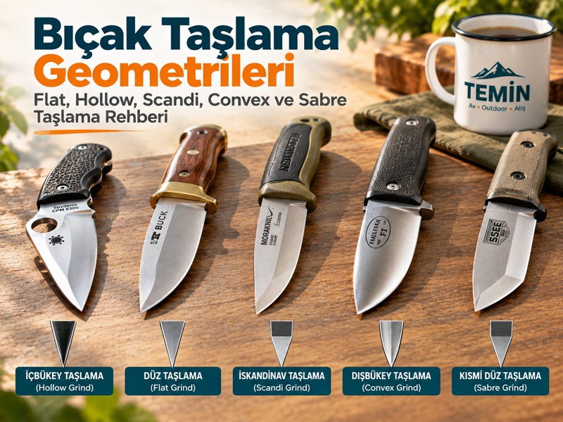 Bıçak Taşlama Geometrileri Nelerdir? Flat, Hollow, Scandi, Convex ve Sabre Grind Rehberi