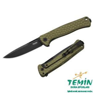 Lionsteel Emmet EM01A GB Old Black Blade MagnaCut Green Aluminium Hammertone Çakı